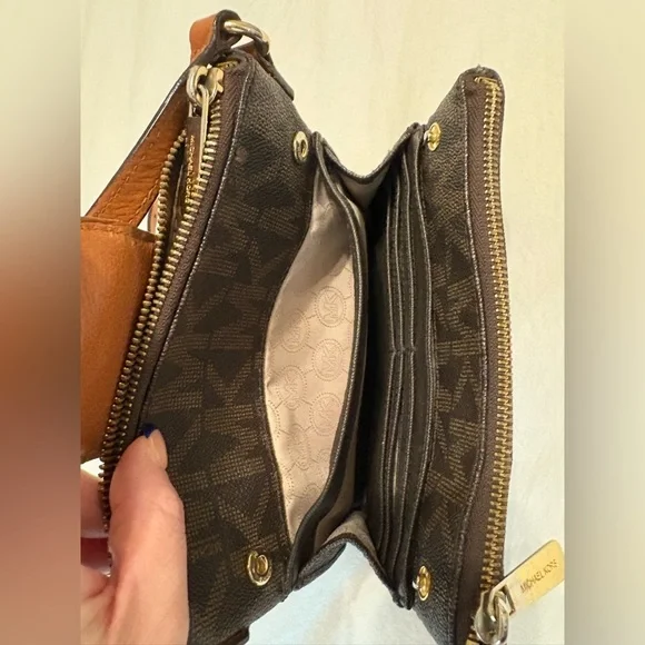 Michael Kors Brown and Tan Logo Crossbody Bag - Picture 6 of 7